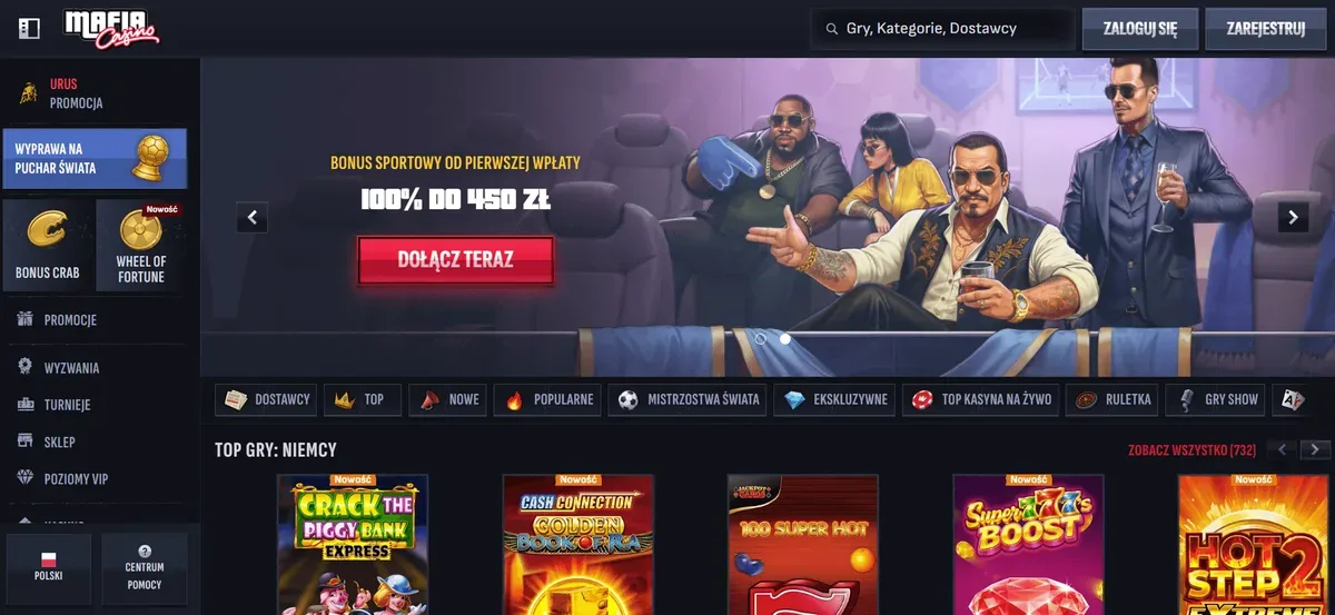 MafiaCasino homepage kasyno bonus bez depozytu bez obrotu